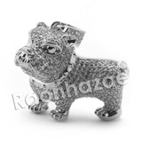 Lab diamond Micro Pave Ruff Ryders Bull Dog Pendant w/ Miami Cuban Chain BR022
