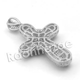 Lab diamond Micro Pave Rounded Medival Cross Pendant w/ Miami Cuban Chain BR020