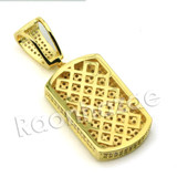 Lab diamond Micro Pave Ice Grid Dogtag Pendant w/ Miami Cuban Chain BR010