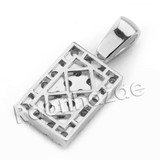 Lab diamond Micro Pave Rectangular Ice Pendant w/ Miami Cuban Chain BR010