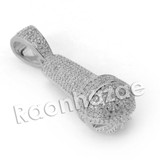 Copy of Lab diamond Micro Pave Gold PT MC Ren Mic Pendant w/ Miami Cuban Chain B24G