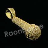 Copy of Lab diamond Micro Pave Gold PT MC Ren Mic Pendant w/ Miami Cuban Chain B24G
