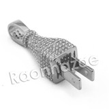 Copy of Lab diamond Micro Pave Gold PT Electric Plug Pendant w/ Miami Cuban Chain B24G