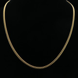 Lab diamond Micro Pave Gold PT Convex Dogtag Pendant w/ Miami Cuban Chain B24G