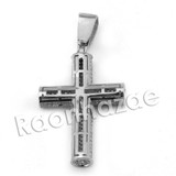 Lab diamond Micro Pave Gold PT Uzi Cross Pendant w/ Miami Cuban Chain B24G