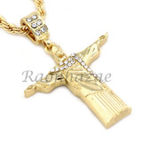 CHRIST REDEEMER PENDANT DIAMOND CUT 30" CUBAN ROPE CHAIN NECKLACE G47
