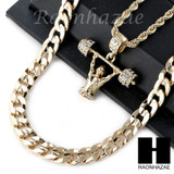 21 SAVAGE LIFTING CHARM DIAMOND CUT 30" CUBAN CHAIN NECKLACE SET G18