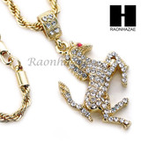 21 SAVAGE HORSE CHARM DIAMOND CUT 30" CUBAN CHAIN NECKLACE SET G20