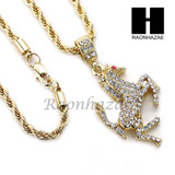 21 SAVAGE HORSE CHARM DIAMOND CUT 30" CUBAN CHAIN NECKLACE SET G20