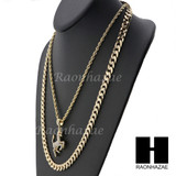 21 SAVAGE HORSE CHARM DIAMOND CUT 30" CUBAN CHAIN NECKLACE SET G20