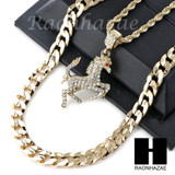 21 SAVAGE HORSE CHARM DIAMOND CUT 30" CUBAN CHAIN NECKLACE SET G20