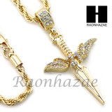 MENS ISSA NIFE PENDANT DIAMOND CUT 30" CUBAN CHAIN NECKLACE SET G28