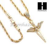MENS ISSA NIFE PENDANT DIAMOND CUT 30" CUBAN CHAIN NECKLACE SET G28