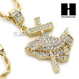 MENS PRAYING HANDS PENDANT DIAMOND CUT 30" CUBAN CHAIN NECKLACE SET G29