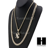 MENS PRAYING HANDS PENDANT DIAMOND CUT 30" CUBAN CHAIN NECKLACE SET G29