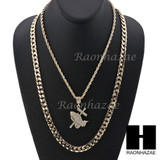 MENS PRAYING HANDS PENDANT DIAMOND CUT 30" CUBAN CHAIN NECKLACE SET G29