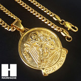 Mens 316L Stainless steel Gold Saint Micheal Angel Pendant SS019