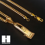 316L Stainless steel Gold Barber Clipper Trimmer Pendant SS017