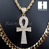 MEN ANKH PENDANT ROPE CHAIN DIAMOND CUT 30" CUBAN CHAIN NECKLACE SET G2 MEN ANKH PENDANT ROPE CHAIN DIAMOND CUT 30" CUBAN CHAIN NECKLACE SET G2