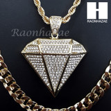 DIAMOND SHAPE ROPE CHAIN DIAMOND CUT 30" CUBAN CHAIN NECKLACE SET G10