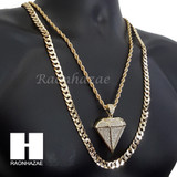 DIAMOND SHAPE ROPE CHAIN DIAMOND CUT 30" CUBAN CHAIN NECKLACE SET G10