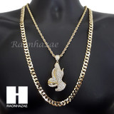 PRAYING HANDS ROPE CHAIN DIAMOND CUT 30" CUBAN CHAIN NECKLACE SET G12