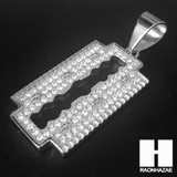 316L Stainless steel Silver Razor Blade Pendant Miami Cuban SS026