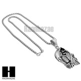 316L STAINLESS STEEL SAINT DEATH SANTA MUERTE SILVER PENDANT W 24" BOX CHAIN NECKLACE 2