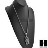 316L STAINLESS STEEL SAINT DEATH SANTA MUERTE SILVER PENDANT W 24" BOX CHAIN NECKLACE 2 316L STAINLESS STEEL SAINT DEATH SANTA MUERTE SILVER PENDANT W 24" BOX CHAIN NECKLACE 2