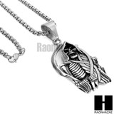 316L STAINLESS STEEL SAINT DEATH SANTA MUERTE SILVER PENDANT W 24" BOX CHAIN NECKLACE 2 316L STAINLESS STEEL SAINT DEATH SANTA MUERTE SILVER PENDANT W 24" BOX CHAIN NECKLACE 2
