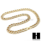 New 14k Gold PT Rich Gang Pendant 15mm Miami Cuban 30" Necklace S198
