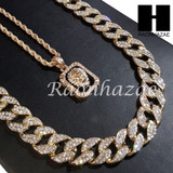 New 14k Gold PT Lion Pendant 15mm Miami Cuban 30" Necklace SET S199 New 14k Gold PT Lion Pendant 15mm Miami Cuban 30" Necklace SET S199