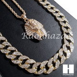 New 14k Gold PT King-tut Pendant 15mm Miami Cuban 30" Necklace SET 201G New 14k Gold PT King-tut Pendant 15mm Miami Cuban 30" Necklace SET 201G