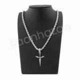 ISSA KNIFE PENDANT SILVER W/ 24" ROPE /18" TENNIS CHAIN NECKLACE