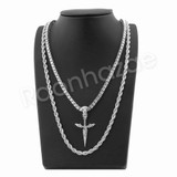 ISSA KNIFE PENDANT SILVER W/ 24" ROPE /18" TENNIS CHAIN NECKLACE ISSA KNIFE PENDANT SILVER W/ 24" ROPE /18" TENNIS CHAIN NECKLACE