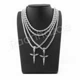 ISSA KNIFE PENDANT SILVER W/ 24" ROPE /18" TENNIS CHAIN NECKLACE ISSA KNIFE PENDANT SILVER W/ 24" ROPE /18" TENNIS CHAIN NECKLACE