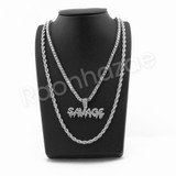 SAVAGE BUBBLE PENDANT SILVER W/ 24" ROPE /18" TENNIS CHAIN NECKLACE