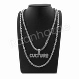 CULTURE BUBBLE PENDANT SILVER W/ 24" ROPE /18" TENNIS CHAIN NECKLACE