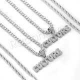 CULTURE BUBBLE PENDANT SILVER W/ 24" ROPE /18" TENNIS CHAIN NECKLACE