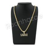 GOLD SAVAGE PENDANT W/ 24" ROPE /18" TENNIS CHAIN NECKLACE S09 GOLD SAVAGE PENDANT W/ 24" ROPE /18" TENNIS CHAIN NECKLACE S09