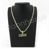 GOLD SAVAGE PENDANT W/ 24" ROPE /18" TENNIS CHAIN NECKLACE S09 GOLD SAVAGE PENDANT W/ 24" ROPE /18" TENNIS CHAIN NECKLACE S09