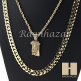 MEN JESUS FACE ROPE CHAIN DIAMOND CUT 30" CUBAN LINK CHAIN NECKLACE S10