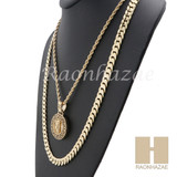 JESUS ROUND ROPE CHAIN DIAMOND CUT 30" CUBAN LINK CHAIN NECKLACE S012