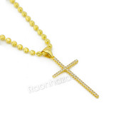 Sterling Silver .925 AAA Lab Diamond Bling Cross w/2.5mm Moon Cut Chain G54