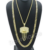 BIG BASKETBALL BACKBOARD ROPE CHAIN DIAMOND CUT CUBAN CHAIN NECKLACE G64