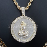 PRAYING HANDS ROPE CHAIN DIAMOND CUT 30" CUBAN CHAIN NECKLACE SET G29 PRAYING HANDS ROPE CHAIN DIAMOND CUT 30" CUBAN CHAIN NECKLACE SET G29
