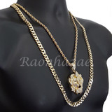 CROWN BEAST CHARM ROPE CHAIN DIAMOND CUT 30" CUBAN CHAIN NECKLACE SET 6