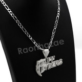 Italian .925 Sterling Silver RUFF RYDERS Pendant 5mm Figaro Necklace S09
