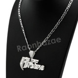 Italian .925 Sterling Silver RUFF RYDERS Pendant 5mm Figaro Necklace S09