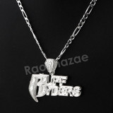 Italian .925 Sterling Silver RUFF RYDERS Pendant 5mm Figaro Necklace S09